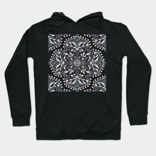 Black and White Geometric Flower Mandala Hoodie